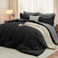 MUXHOMO Queen Comforter Set 7 Pieces, Soft Bed in a Bag, Beige