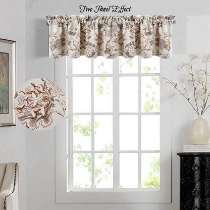 H.VERSAILTEX Blackout Curtain Valances for Kitchen Window/Living Room/Bathroom Privacy Added Rod Pocket Home Decoration Winow Valance, 52" W x 18" L, Floral in Sage and Brown