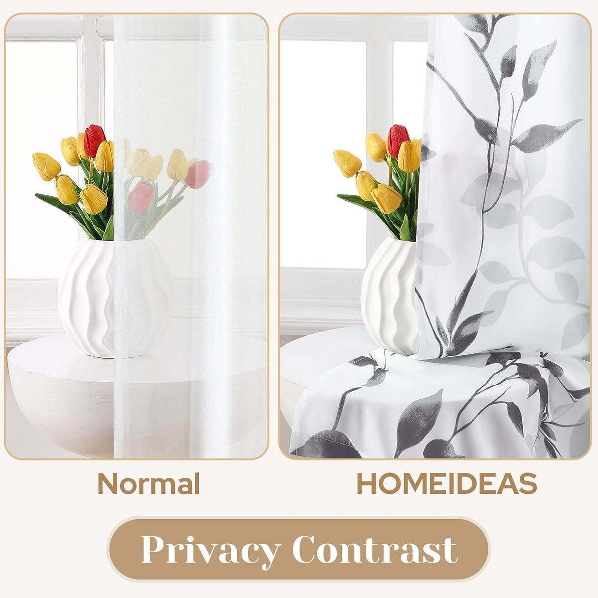 HOMEIDEAS Kitchen Curtains, Short Non-See-Through Privacy Curtains 30"X36"