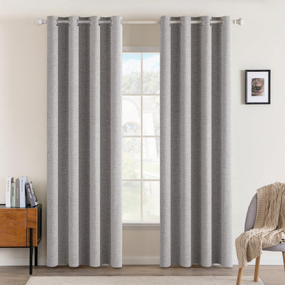 MIULEE 100% Blackout Linen Curtains for Bedroom 52x90 Inches Natural Beige