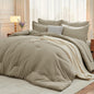 MUXHOMO Queen Comforter Set 7 Pieces, Soft Bed in a Bag, Olive Green