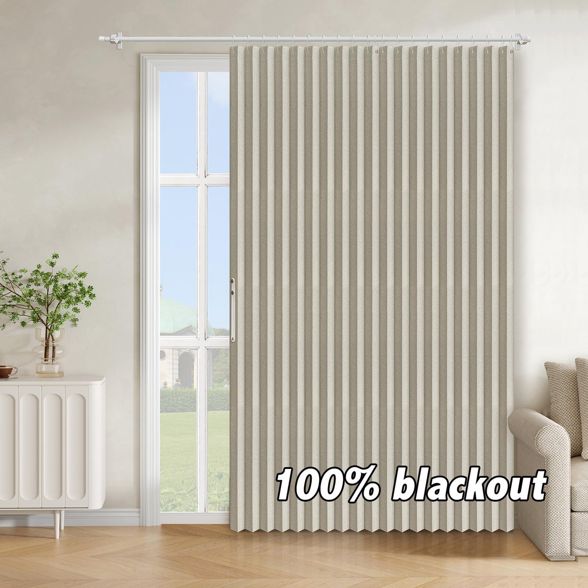 AJAZZ Blackout Accordion Door Magnetic Door Curtain Folding Closet Doors Curtain Invisible for Bedroom Room Living Room Doorway, Grey 42" W x 78" L, 1 Panel