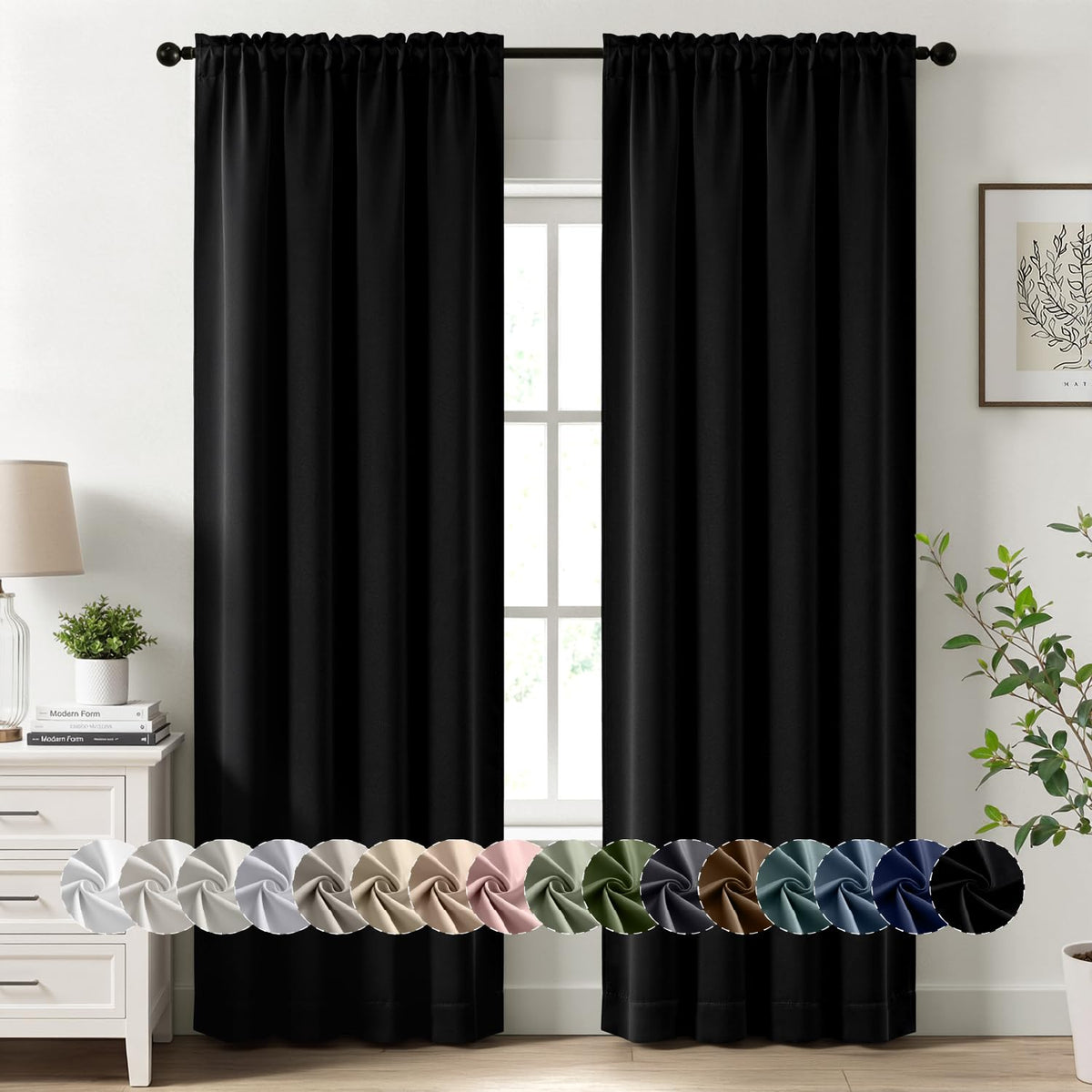 MIULEE Halloween Black Blackout Curtains for Bedroom Room 40"x63" 2 Panels
