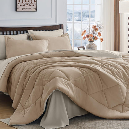 HEVUMYI 7-Piece Full Comforter Set, Dark Grey Bed in a Bag