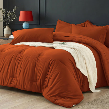 Queen Comforter Set 7 Piece - Black Soft Bed in a Bag Queen Size Comforter Sets, Lightweight Bedding Sets with Down Alternative Comforter, Flat Sheet, Fitted Sheet, 2 Pillowcases & 2 Shams