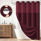 BTTN Cream Ringless Linen Textured Shower Curtain with Snap in Liner, 72x75