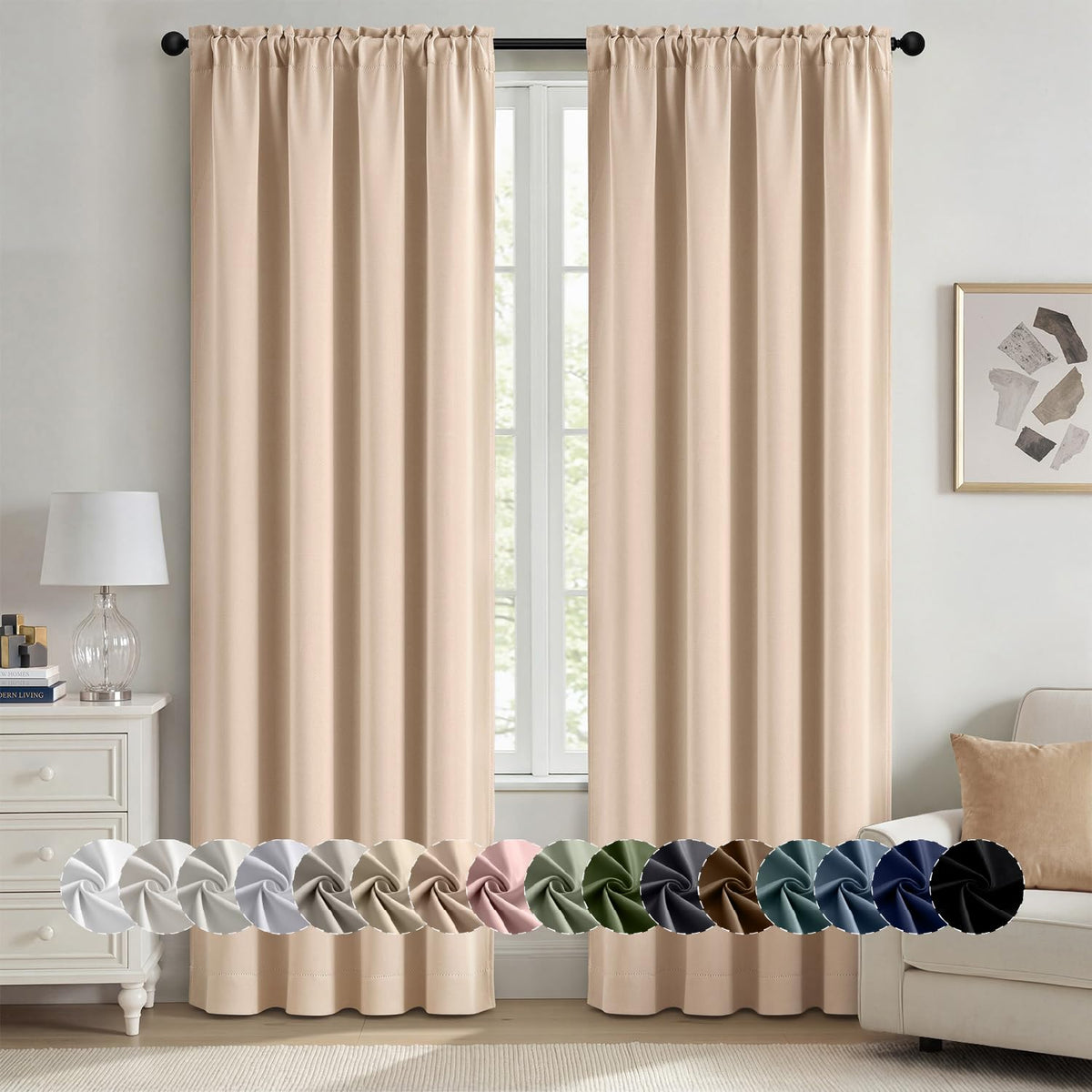 MIULEE Halloween Black Blackout Curtains for Bedroom Room 40"x63" 2 Panels