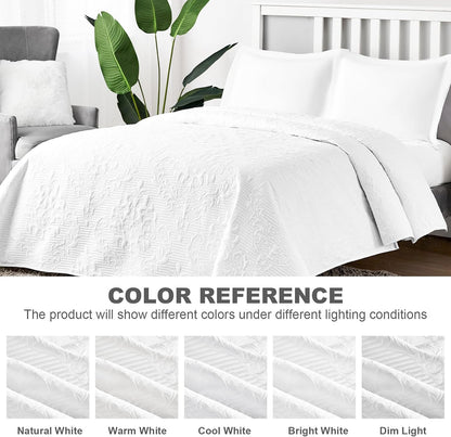 Hansleep Queen Quilt White Quilts Queen Size 3 Pieces (1 Quilt, 2 Shams)