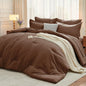 MUXHOMO Queen Comforter Set 7 Pieces, Soft Bed in a Bag, Olive Green