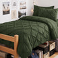 CozyLux Queen Comforter Set Black, 7 Pieces Pintuck Bed in a Bag