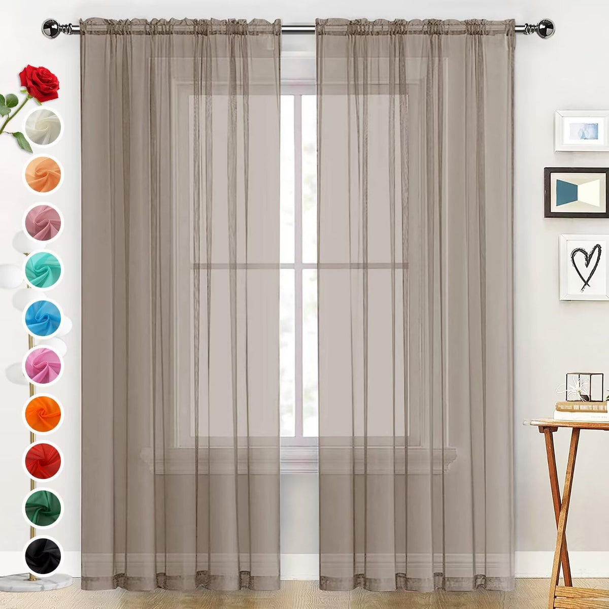 SpaceDresser Sheer Voile Curtains for Living Room 84 Inch Long 2 Panels