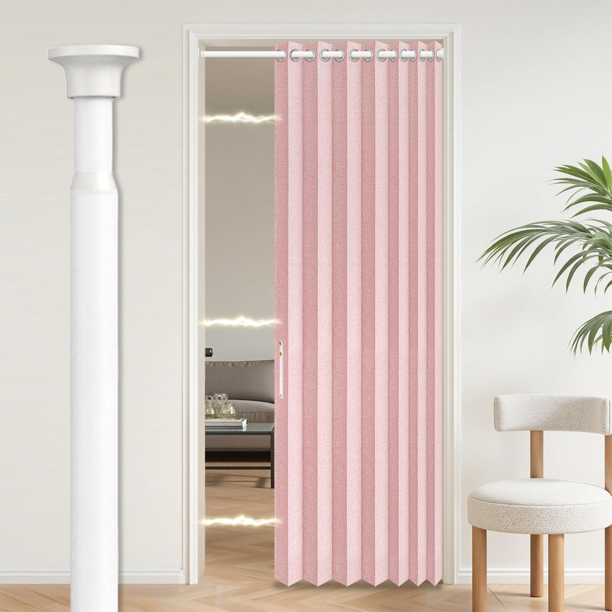 AJAZZ Blackout Accordion Door Magnetic Door Curtain Folding Closet Doors Curtain Invisible for Bedroom Room Living Room Doorway, Grey 42" W x 78" L, 1 Panel