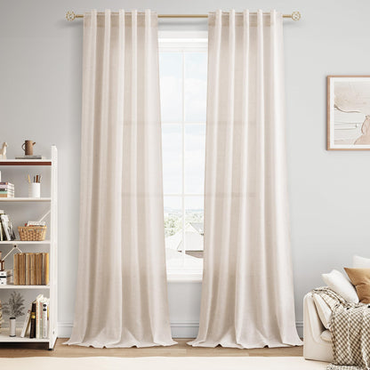 Nanspring Linen Kitchen Window Curtains Over Sink for Cafe 36x36 Inch Cream