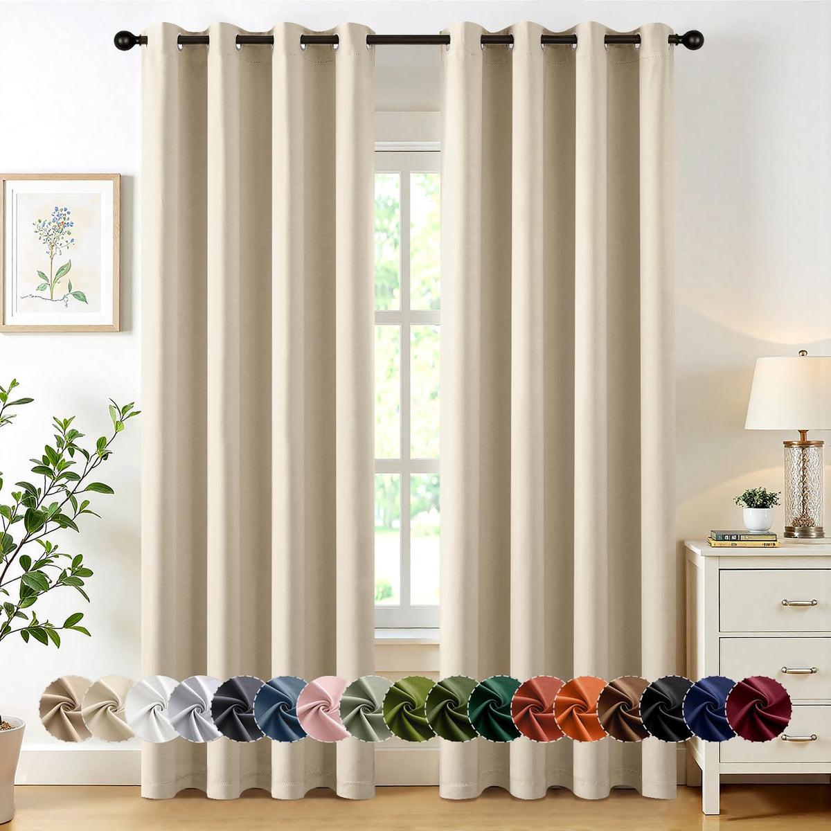 MIULEE Blackout Curtains for Bedroom 2 Panels 40 x 63 Inch Long Black