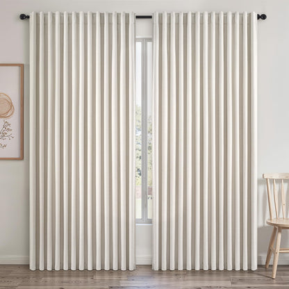 Topfinel Cream Linen Blackout Curtains 84 Inch Long for Bedroom Living Room, Ivory Pinch Pleat Back Tab Full Blackout Drapes Farmhouse Boho Curtains for Window, White Neutral Curtains 52" X 84" 7 FT