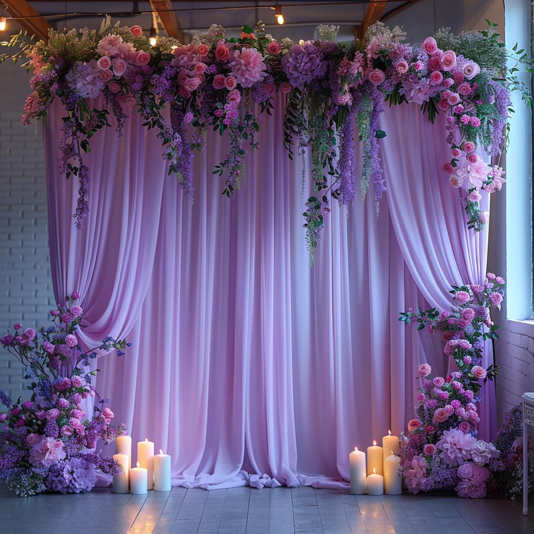 10x10ft Wrinkle Free Ivory Backdrop Curtain for Parties Soft Fabric Drapes Wedding Ivory Curtain Backdrop for Birthday Party Decorations Background for Photography 5x10ft,2 Panels