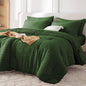 MUXHOMO Queen Comforter Set 7 Pieces, Seersucker Bed in a Bag, Beige