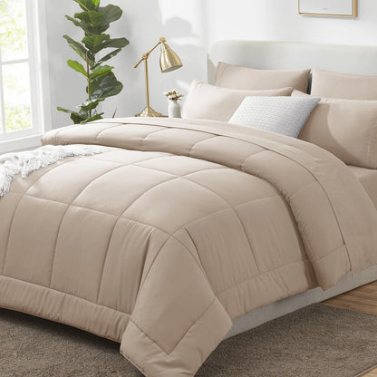 CozyLux Full Size Comforter Sets Black - 7 Pieces Bed in a Bag