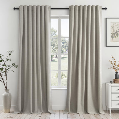 Topfinel Cream Linen Blackout Curtains 84 Inch Long for Bedroom Living Room, Ivory Pinch Pleat Back Tab Full Blackout Drapes Farmhouse Boho Curtains for Window, White Neutral Curtains 52" X 84" 7 FT