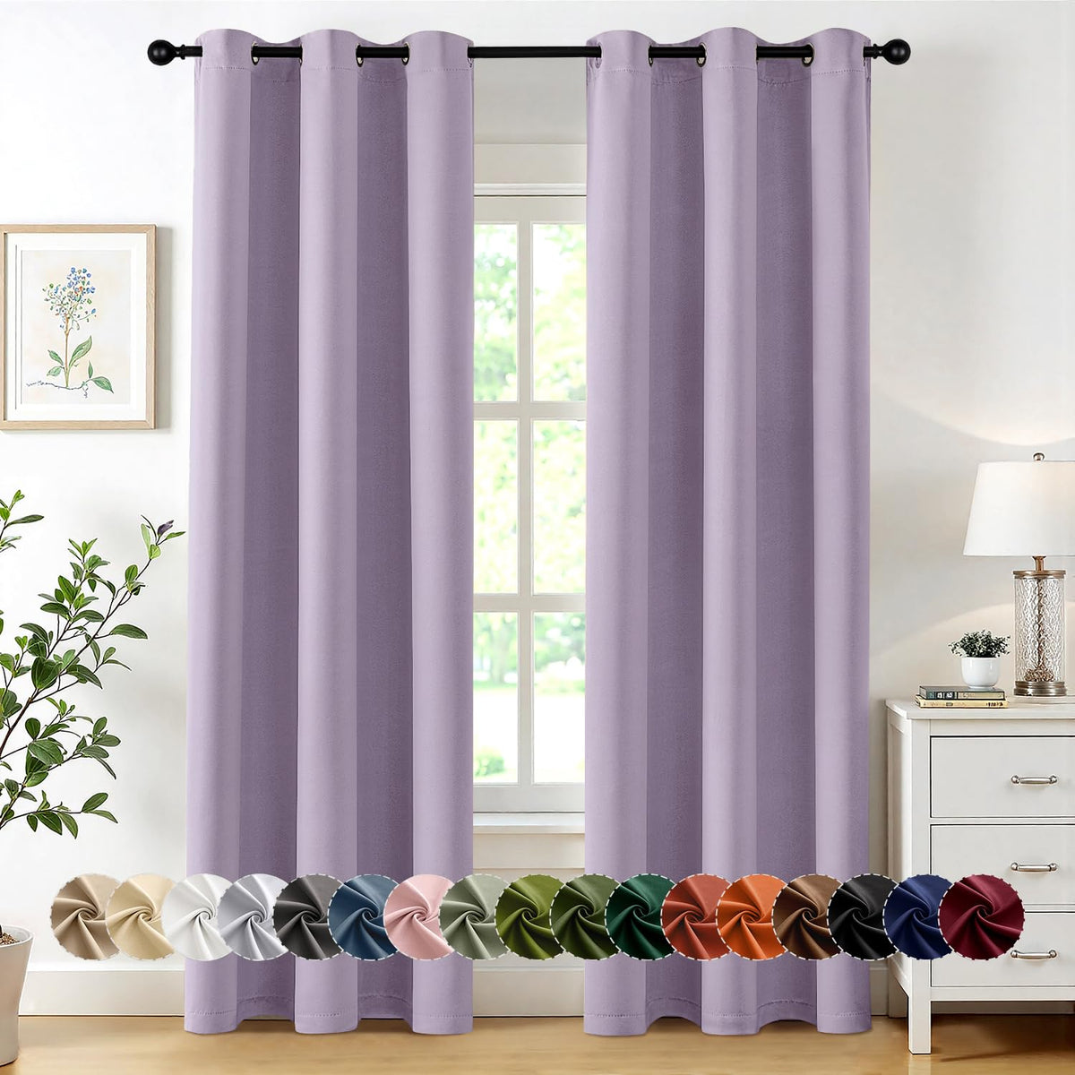 MIULEE Blackout Curtains for Bedroom 2 Panels 40 x 63 Inch Long Black