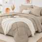 FUANNA Full Size Comforter Sets 7 PCS, Navy Blue Bed Set, Soft Bed in a Bag