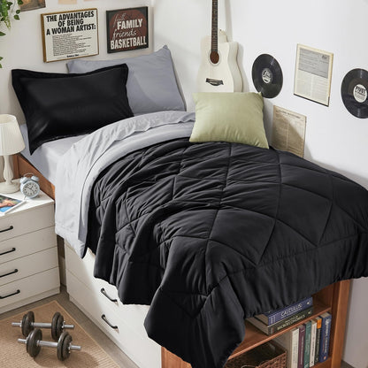 HEVUMYI 7-Piece Full Comforter Set, Dark Grey Bed in a Bag