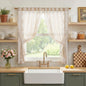 jinchan Beige Floral Linen Kitchen Tier Curtains 50x45 Inch 2 Panels