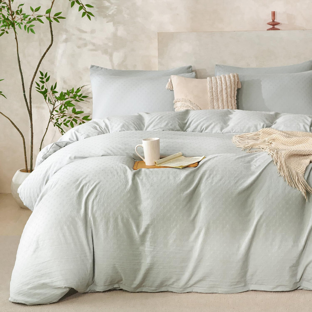 Comforter Queen Set Grid Black 100% Soft Washed Microfiber Jacquard 3 Pieces Grid Bedding Sets Grey White Comforter Queen for All Seasons and 2 Pillowcases Comfort Breathable
