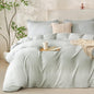Comforter Queen Set Grid Black 100% Soft Washed Microfiber Jacquard 3 Pieces Grid Bedding Sets Grey White Comforter Queen for All Seasons and 2 Pillowcases Comfort Breathable