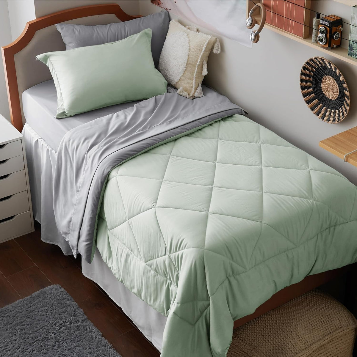 Bedsure Bed in a Bag Full Reversible Bed Set 7 Pieces Grey/Light Grey