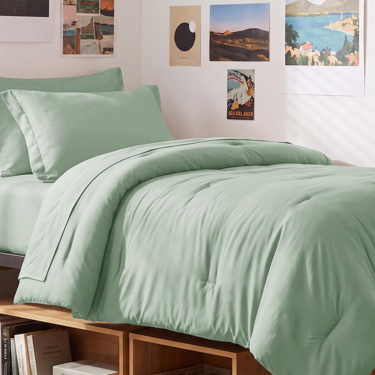 CozyLux Queen Comforter Set Black, 7 Pieces Bed in a Bag
