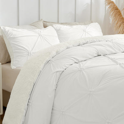 BEDELITE Fluffy Sherpa Queen Comforter Set,Grey