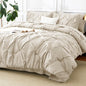 CozyLux Queen Comforter Set Black, 7 Pieces Pintuck Bed in a Bag