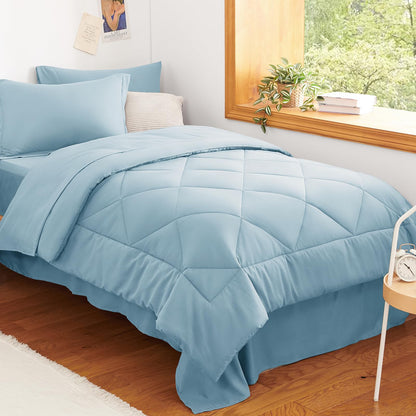 CozyLux Full Comforter Set 82"x86" Dark Grey - 7 Piece Bed in a Bag