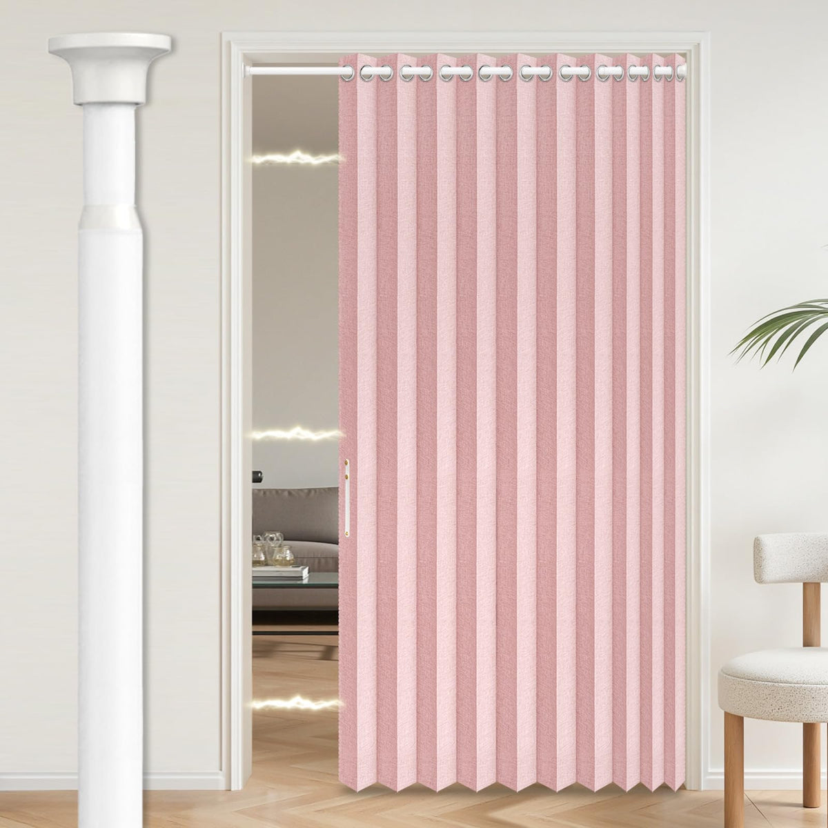 AJAZZ Blackout Accordion Door Magnetic Door Curtain Folding Closet Doors Curtain Invisible for Bedroom Room Living Room Doorway, Grey 42" W x 78" L, 1 Panel