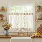 jinchan Beige Floral Linen Kitchen Tier Curtains 50x45 Inch 2 Panels