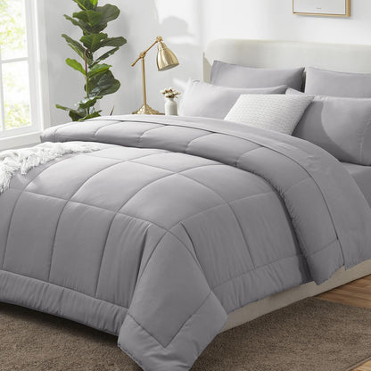 CozyLux Full Size Comforter Sets Black - 7 Pieces Bed in a Bag