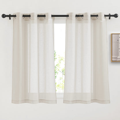 NICETOWN Semi Sheer Linen Ivory Curtains for Bedroom, W52xL84, 2 Panels