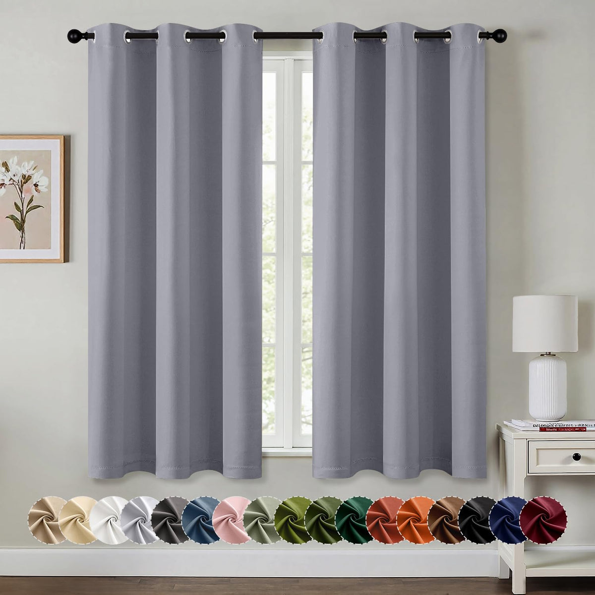 MIULEE Blackout Curtains for Bedroom 2 Panels 40 x 63 Inch Long Black