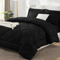 CozyLux Queen Comforter Set 88"x88" Dark Grey - 7 Piece Bed in a Bag