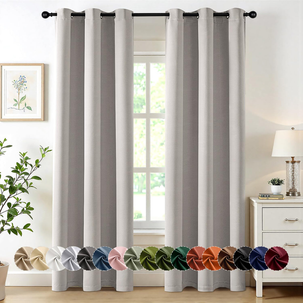 MIULEE Blackout Curtains for Bedroom 2 Panels 40 x 63 Inch Long Black