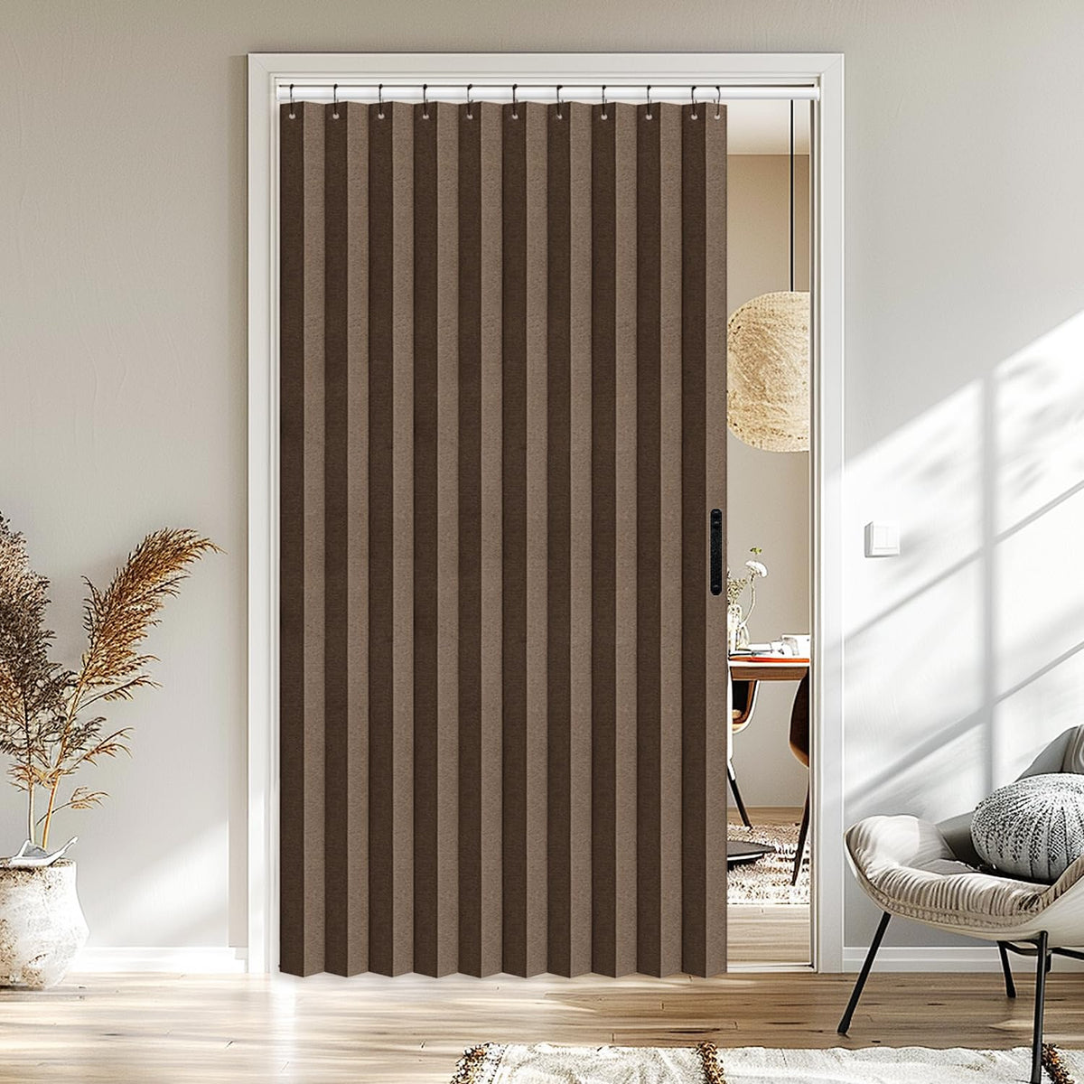 Vatge Closet Door Curtain Room Divider Drapes, Pleated Folding Style Curtains for Doorways Curtain for Bedroom Without Door,1 Panel with Tieback, W39 x L78, Black