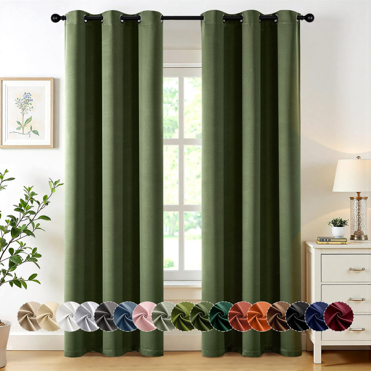 MIULEE Blackout Curtains for Bedroom 2 Panels 40 x 63 Inch Long Black