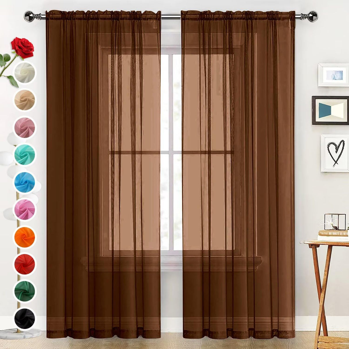 SpaceDresser Sheer Voile Curtains for Living Room 84 Inch Long 2 Panels