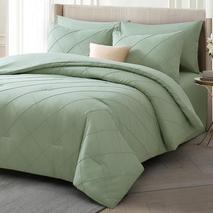 White Comforter Queen Set, All Season Diamond Bedding Sets 7 Pcs