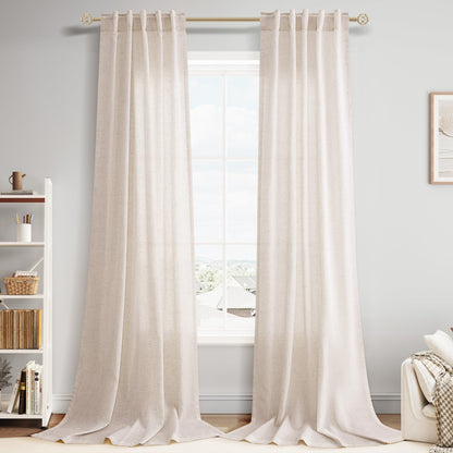 Nanspring Linen Kitchen Window Curtains Over Sink for Cafe 36x36 Inch Cream