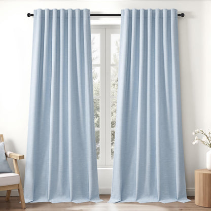 Topfinel Cream Linen Blackout Curtains 84 Inch Long for Bedroom Living Room, Ivory Pinch Pleat Back Tab Full Blackout Drapes Farmhouse Boho Curtains for Window, White Neutral Curtains 52" X 84" 7 FT