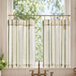 jinchan Linen Striped Tier Curtains for Kitchen Windows Green 26 x 24 inch