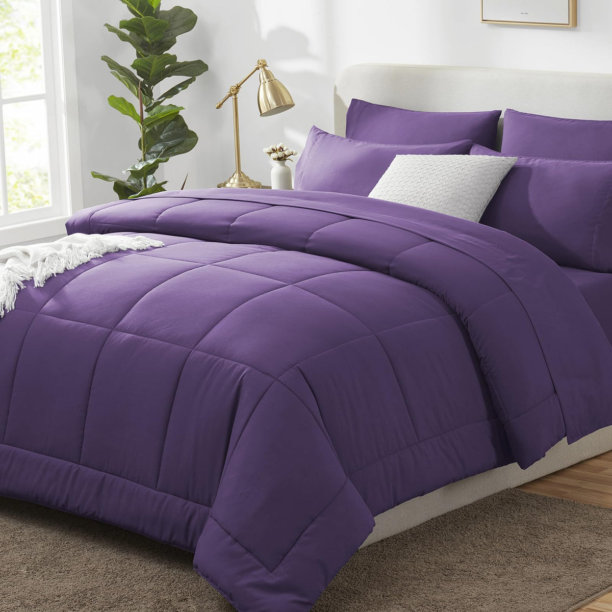 CozyLux Full Size Comforter Sets Black - 7 Pieces Bed in a Bag