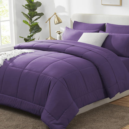 CozyLux Full Size Comforter Sets Black - 7 Pieces Bed in a Bag